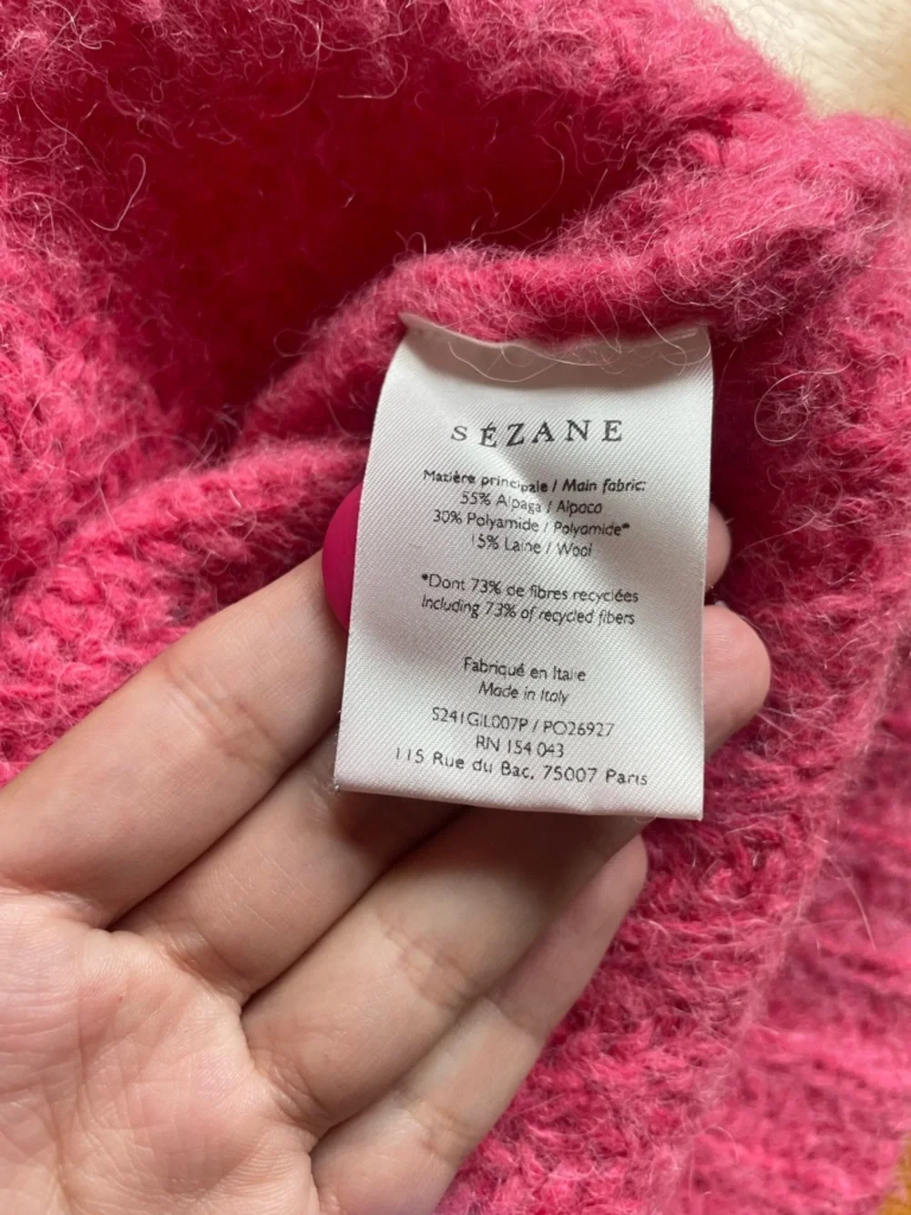 Sezane Basile Pink Ribbed Button Cardigan - Picture 2 of 6